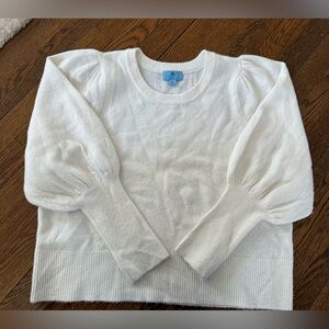 Cece White Puff Sleeve Sweater size XL
